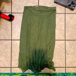 Olive green long loose skirt